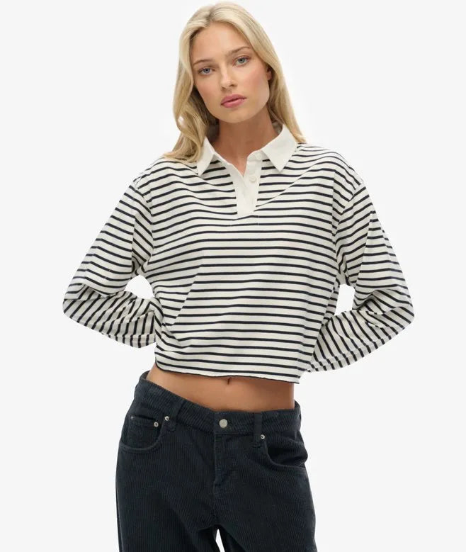 Athletic Essentials Cropped Stripe Rugby Top
