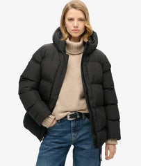 Hooded Mid Length Sports Puffer Jacket
