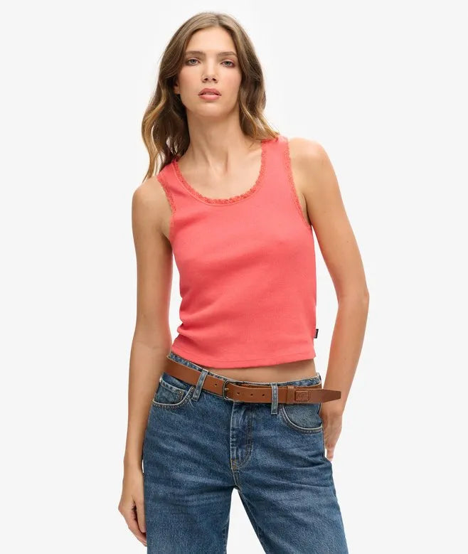 Athletic Essentials Vintage Lace Trim Vest Top