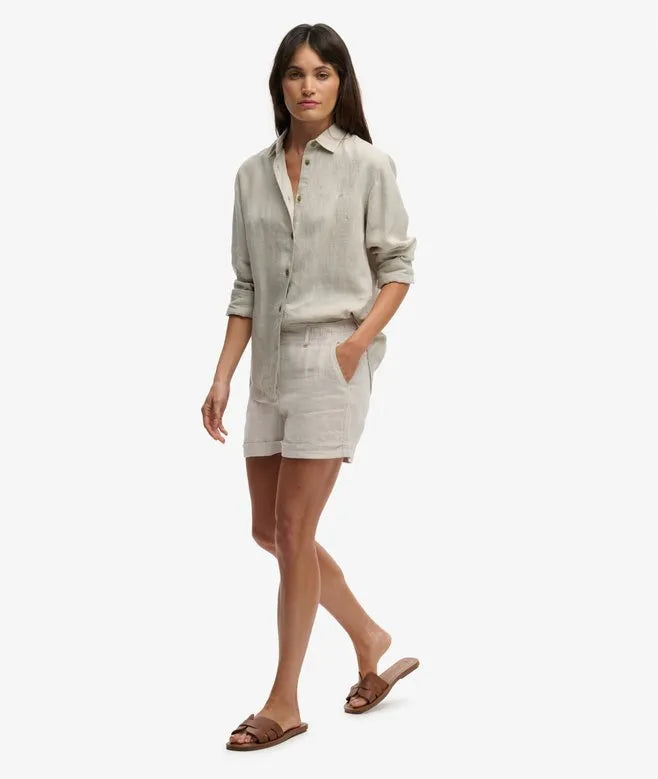 Mid Rise Linen Shorts