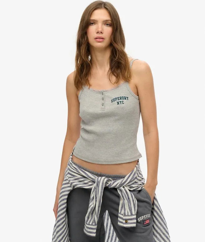Athletic Essentials Embroidered Button Cami Top