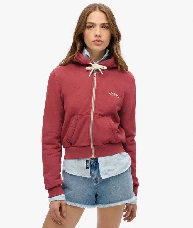 Essential Logo Cropped Zip Hoodie