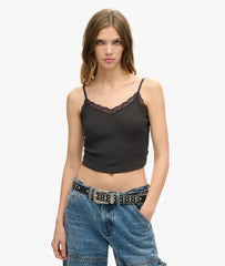 Athletic Essentials Lace Trim Cropped Cami Top