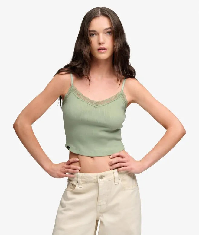 Essential Lace Trim Cropped Cami Top