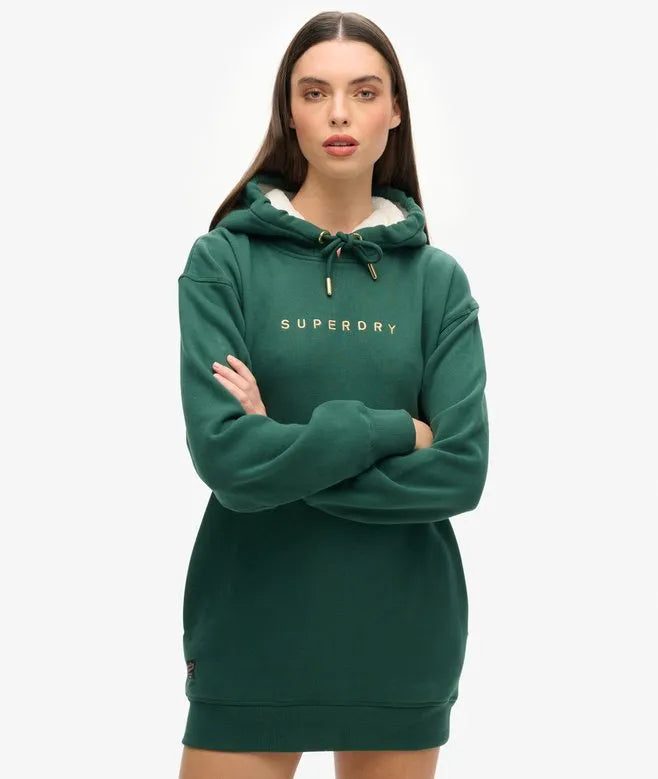 Luxe Metallic Logo Hoodie Dress