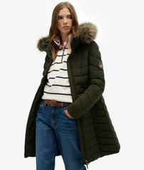 Fuji Faux Fur Hooded Mid Length Coat