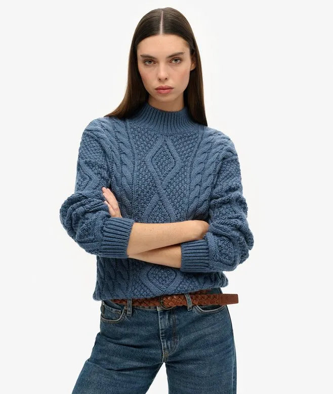 Aran Cable Knit Polo Jumper