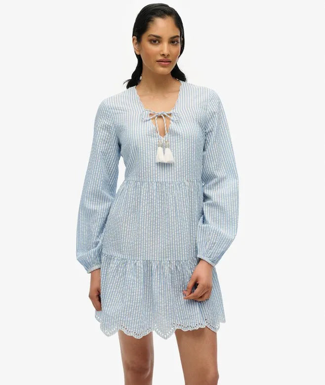 Broderie Tiered Mini Dress
