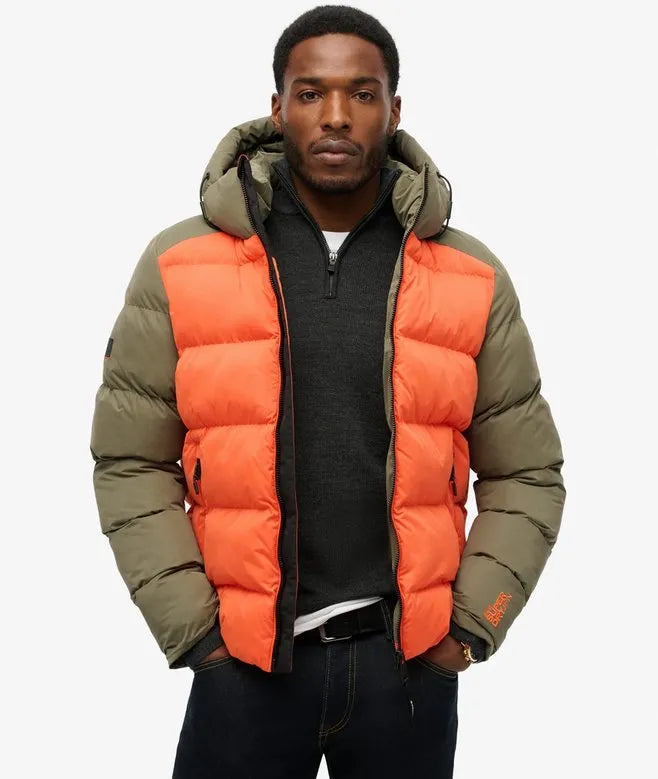 Hood Colour Block Sport Puffer
