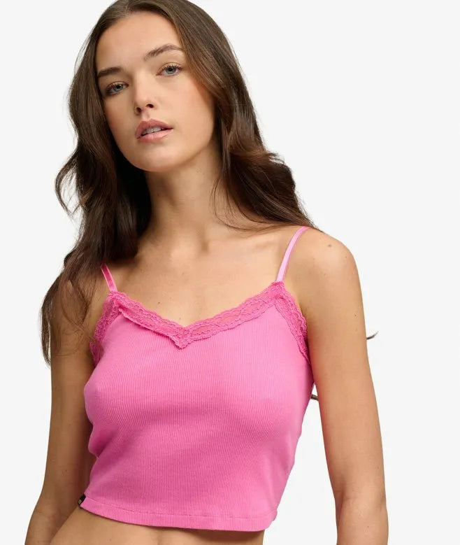 Essential Lace Trim Cropped Cami Top