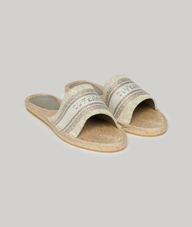 Canvas Espadrille Overlay Sliders