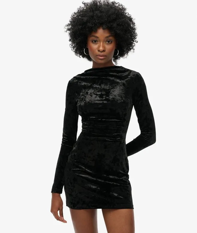 Velvet Long Sleeve Mini Dress