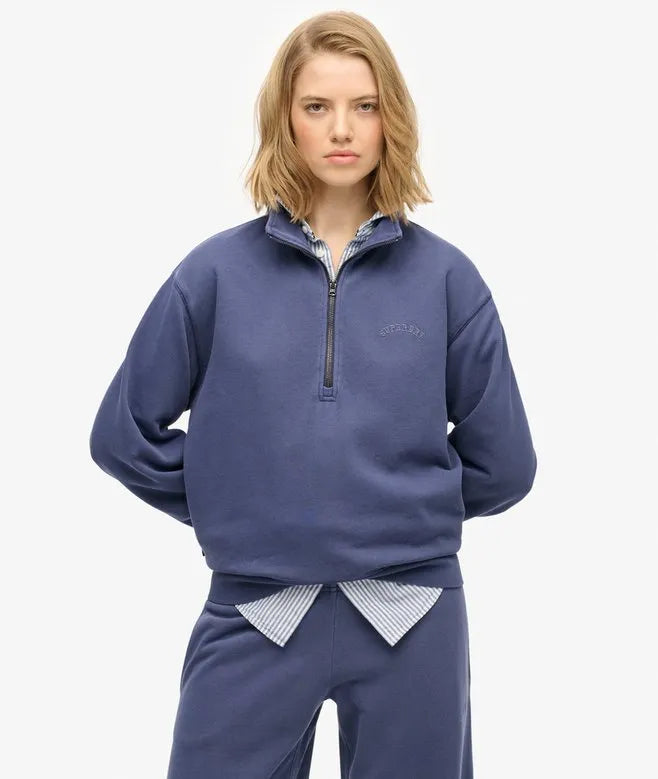 Essential Logo Garment Dye Half Zip Sweatshirt