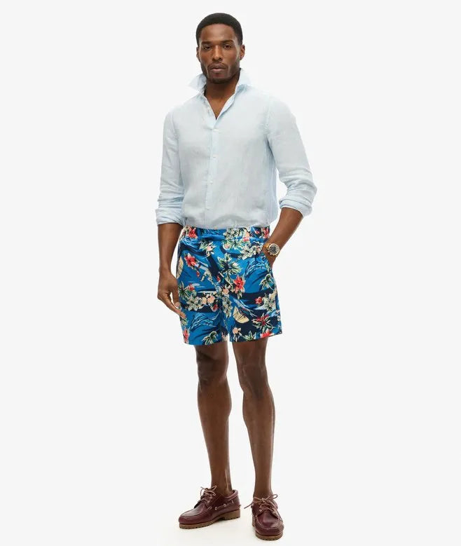 Recycled Hawaiian Print 17-inch Swim Shorts