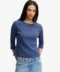Athletic Essentials Pointelle 3/4 Sleeve Top