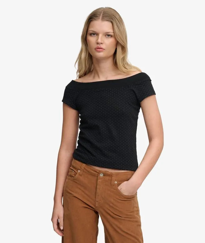 Athletic Off Shoulder Pattern Top