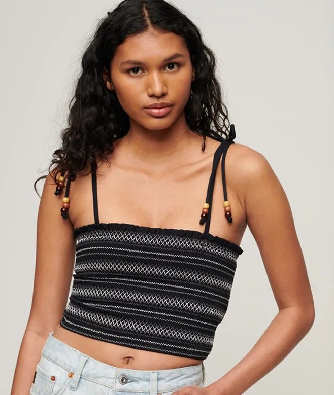 Embroidered Smocked Cami Top