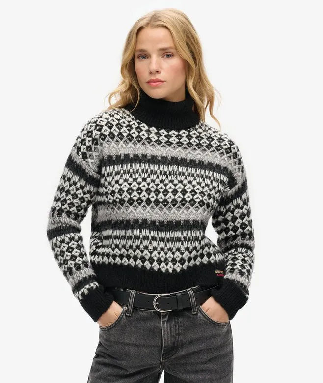 Roll Neck Crop Knit Jumper
