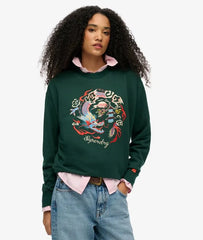 Suika Embroidered Loose Crew Sweatshirt