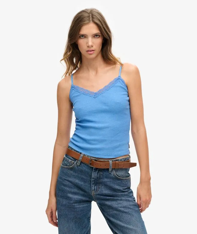 Organic Cotton Essential Rib Lace Cami Top