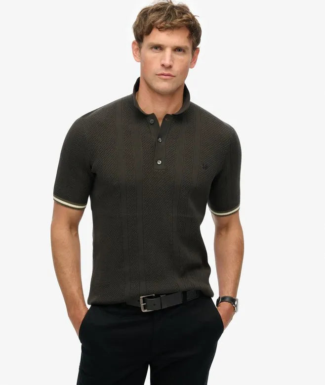 Knitted Texture Short Sleeve Polo Shirt