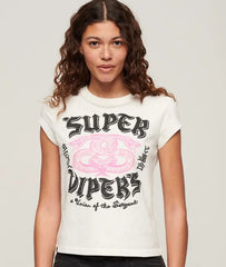Embellished Poster Cap Sleeve T-Shirt
