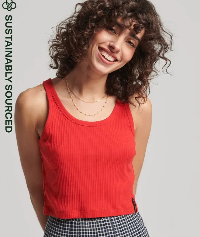 Organic Cotton Vintage Ribbed Crop Vest Top