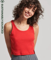 Organic Cotton Vintage Ribbed Crop Vest Top