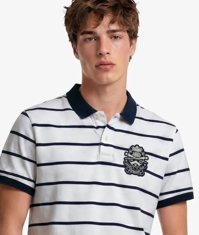Crest Stripe Polo Shirt
