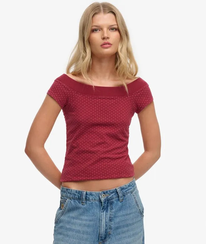 Athletic Off Shoulder Pattern Top