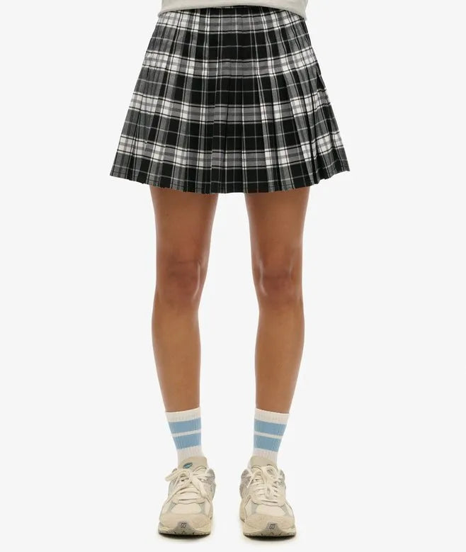 Check Pleated Mini Skirt