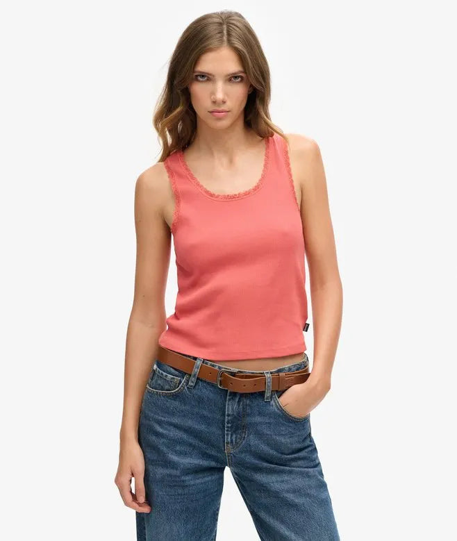Athletic Essentials Vintage Lace Trim Vest Top