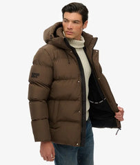 Hooded Mid Length Sports Puffer Jacket