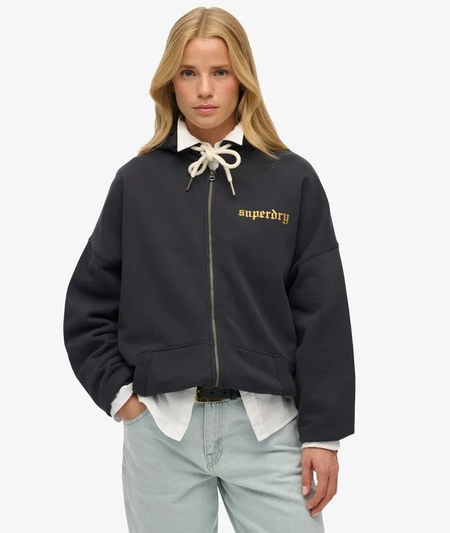 Old School Tattoo Oversized Zip Hoodie