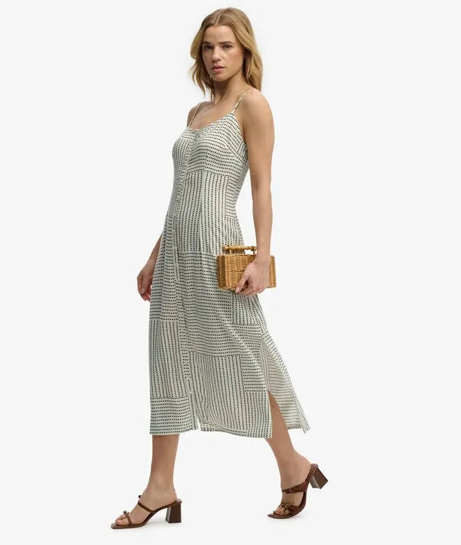 Print Button Down Cami Midi Dress