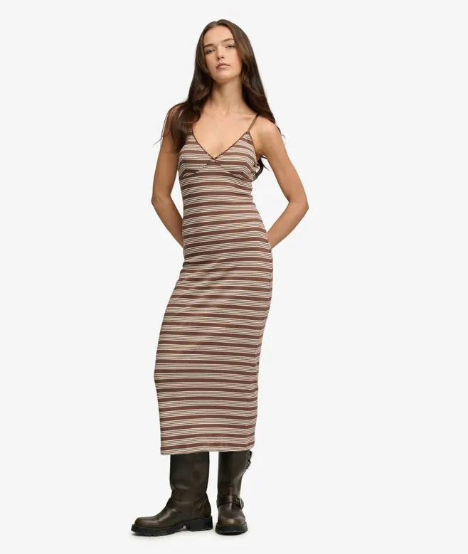 Stripe Ribbed Jersey Maxi Dress