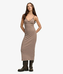 Stripe Ribbed Jersey Maxi Dress