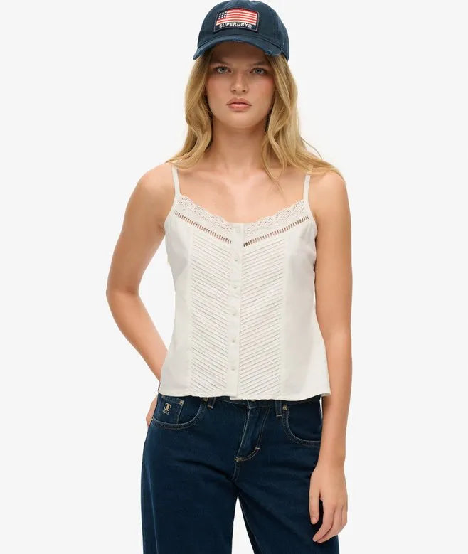 Lace Button Through Cami Top