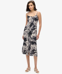 Printed Button-Up Cami Midi Dress