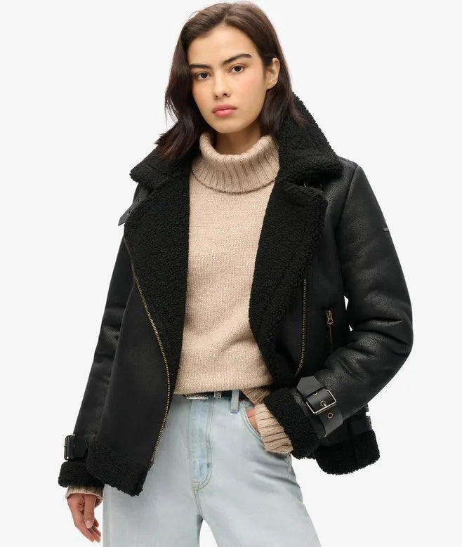 Faux Shearling Aviator Jacket