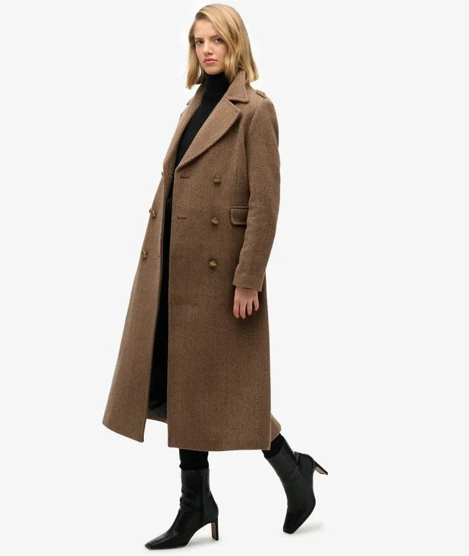 Double Breasted Wool Blend Coat
