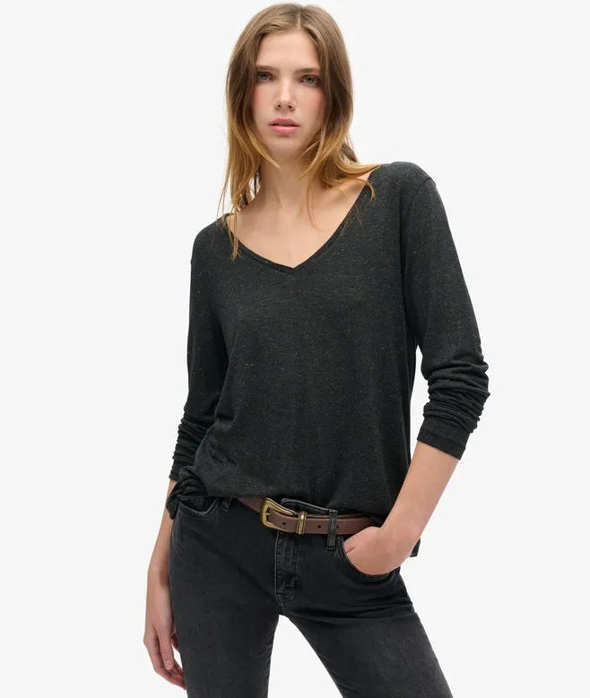 Long Sleeve V Neck Jersey Top