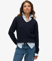 Oversized V Neck Cable Knit Jumper