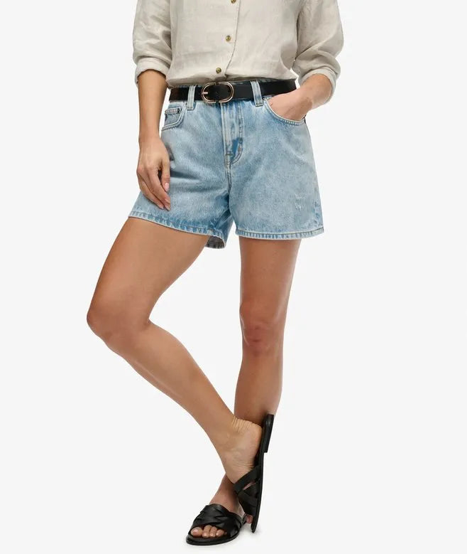 Mid Rise Denim Shorts