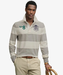 Double Emblem Stripe Rugby Top