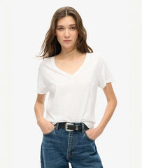 Slub Embroidered V-Neck T-Shirt