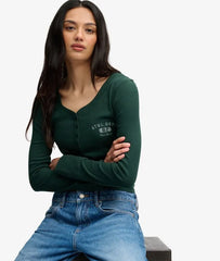 Athletic Button Down Long Sleeve Top