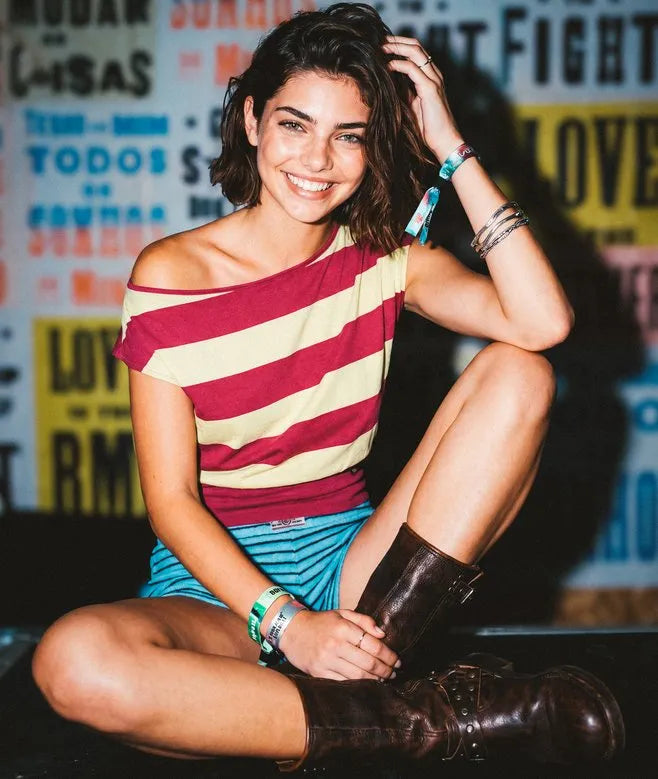Deep Rib Stripe Bardot Top