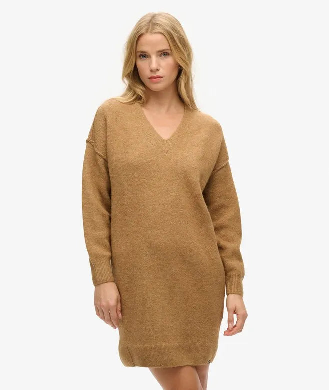 V Neck Knit Jumper Dress