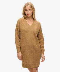 V Neck Knit Jumper Dress